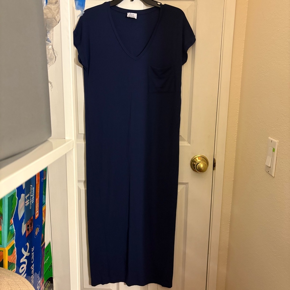 ZARA Navy Blue V-Neck Dress